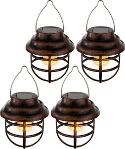 Set di 4 lampade a sospensione a LED solari, color ruggine, altezza 14 cm