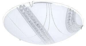 Plafoniera LED, cristalli trasparenti, vetro satinato, P 30 cm