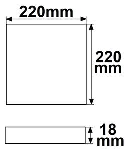 Lampada da soffitto Slim angolare bianca, 220x220mm, con sensore di movimento PIR, 18W, trasformatore integrato, bianco neutro