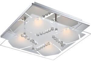 Lampada da soffitto a LED, cristalli trasparenti, cromata, lunghezza 30 cm
