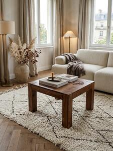 Tavolino in legno massello Sheesham larghezza 60 cm Tavolino da salotto Design marrone scuro Stile country Tavolino ausiliario