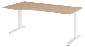 Scrivania bümö serie XB - Dimensioni: 180 x 100 cm, finitura: rovere, struttura: bianco/alluminio lucido
