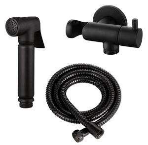 Set completo WC/bidet con doccetta e valvola di chiusura - Rotondo in nero opaco