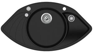 Lavello angolare in granito Victory W-Corner.20 - Nero, da mobile sottolavello 80, 945 x 505 mm