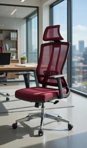 Sedia da ufficio moderna, rossa, ergonomica, con braccioli regolabili