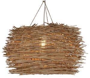 Lampada da soffitto / lampada a sospensione, realizzata a mano a Bali con materiali naturali, rattan - modello Fumero, marrone, 25*45*45 cm, lampade a sospensione in materiali naturali