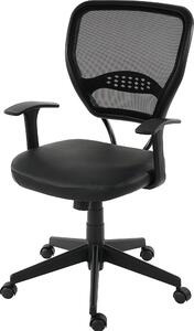 Sedia da ufficio professionale Chicago, poltrona direzionale girevole, portata 150 kg, ecopelle ~ nera con braccioli