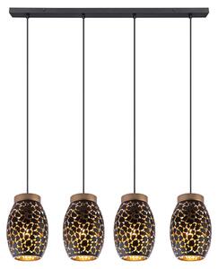 Lampada a sospensione, a 4 luci, stile orientale, color oro, altezza 120 cm