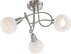 Plafoniera LED, a 3 fiamme, in vetro decorato, D 39 cm
