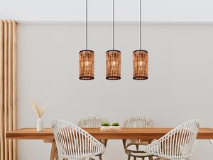 Lampada a sospensione boho 3 paralumi in rattan a fiamma Lampada per sala da pranzo sopra il tavolo da pranzo