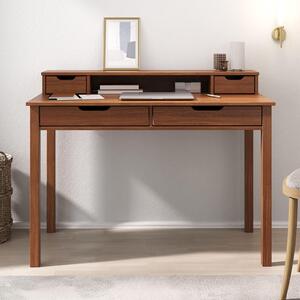 Scrivania RAUL con 4 cassetti in legno massello, color noce - Scrivania da ufficio con spazio contenitivo e vano, scrivania per l'home office, scrivania per PC con piano aggiuntivo