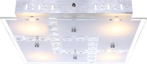 Plafoniera LED, cristallo, vetro, alluminio, L 32 cm