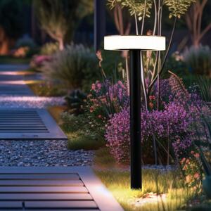 Lampada solare a LED, picchetto da terra, batteria ricaricabile, nera, H 56,1 cm