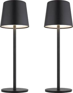 Set di 2 lampade da tavolo LED per esterni, nero, batteria ricaricabile, dimmer touch, H 28 cm