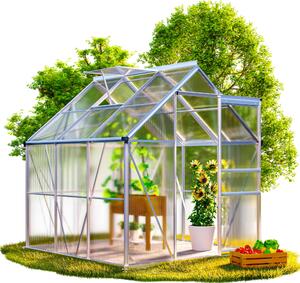 GARDEBRUK® Serra in alluminio 3,6m² con fondamenta 190x190cm incl. lucernario Casa per pomodori Serra per la propagazione Casa per la coltivazione del giardino 5,8m³