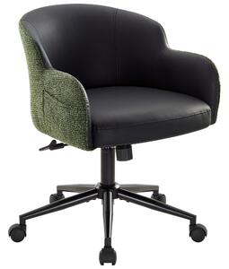 Sedia girevole IWMH, sedia da ufficio regolabile in altezza, sedia girevole per toeletta, scrivania, camera da letto - Finto cuoio + velluto - nero/verde