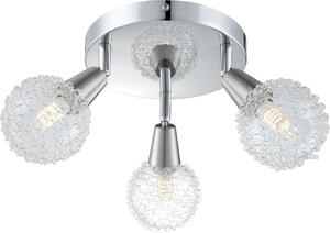 Lampada a sospensione Globo Cicer, cromata, con 3 attacchi E14 per lampadine LED; codice prodotto: 56039-3