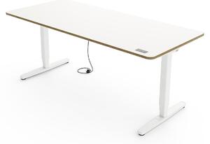 Scrivania regolabile in altezza Yaasa Desk Pro, elettrica, 160 x 80 cm, impiallacciatura di betulla bianca/bianca – Interruttore touch – 9 funzioni di memoria – Display dell'altezza