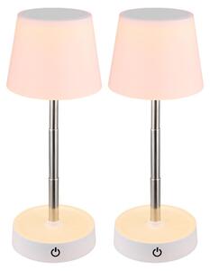 Set di 2 lampade da tavolo a LED, bianche, touch dimmer, regolabili in altezza, H 28 cm