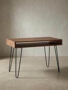 Scrivania in legno massiccio di sheesham dal look industriale, ampio piano d'appoggio, gambe a forcina. 110x60x76 cm | Kadima Design