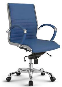 VERSEE Montreal sedia da ufficio in pelle blu - sedia da scrivania che favorisce la schiena, sedia girevole ergonomica con rivestimento di alta qualità, ideale per l'ufficio e l'home office, fino a 150 kg