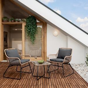 Set di mobili da balcone Set di mobili da balcone Set da balcone Willmar, 3 pezzi, polyrattan, beige