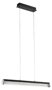 Lampada a sospensione a LED, struttura in acciaio nero, vetro trasparente, intrecciata, altezza 110 cm