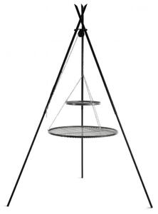 CookKing 111446 Barbecue Premium girevole "TIPI" 220cm - Doppia griglia in acciaio grezzo 70cm + 40cm