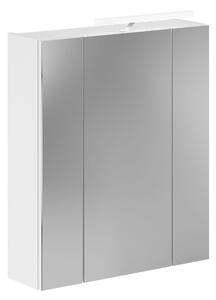 Mobiletto specchio da bagno Linus, 3 ante, con luce, bianco lucido, bianco