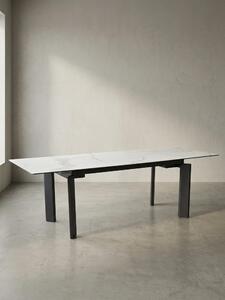 Tavolo da pranzo allungabile effetto marmo | Elegante tavolo da pranzo 180-240 cm | Tavolo da cucina bianco con piano in Vetroceramica e vetro | Moderno ed elegante | Sala da pranzo | Malta di Kadima Design