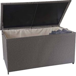Contenitore per cuscini in polyrattan MCW-D88, cassapanca da giardino ~ Grigio Premium, 80x160x94 cm, 950 l