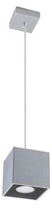 Lampada a sospensione, quadrata, in alluminio grigio, altezza 80 cm