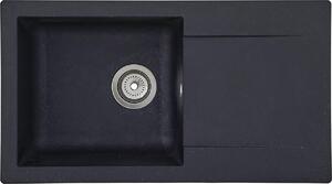 Lavello da incasso Lavello da cucina Lavello in granito Mineralite 78 x 44 Nero Respekta Denver