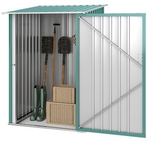 Casetta da giardino Outsunny in metallo, tetto a una falda, porta con serratura, 100x103x160 cm, verde