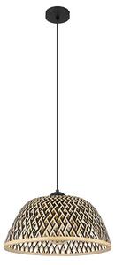 Lampada a sospensione, paralume in metallo e bambù, finitura marrone e nera opaca, diametro 40 cm