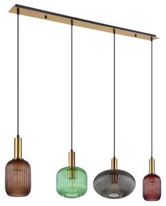 Lampada a sospensione a LED, 4 luci, metallo e vetro, colorata, altezza 120 cm