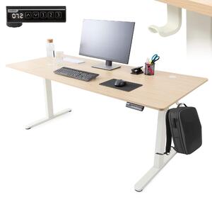 Scrivania AREBOS regolabile elettricamente in altezza 160x80 cm | funzione memoria, beige