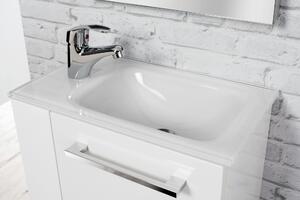 Lavabo in vetro FACKELMANN per bagno ospiti / Lavabo in vetro / Dimensioni (L x A x P): circa 45 x 10 x 25 cm / Lavabo di alta qualità per il bagno / Colore: bianco / Larghezza: 45 cm