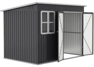 Casetta da giardino Outsunny, con finestra, 260 x 177 x 190 cm, grigio scuro