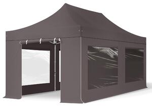 TOOLPORT 3x6m gazebo pieghevole PES con laterali (panoramiche), PROFESSIONAL alluminio, grigio scuro