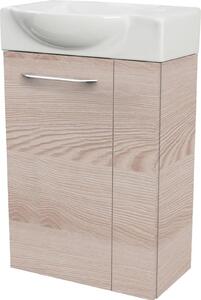 Fackelmann SBC B. CLEVER Set per bagno ospiti, 2 pezzi, 45 cm, marrone chiaro, montaggio a sinistra, rubinetto in Vetroceramica con foro a destra