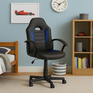 Sedia da scrivania Junior regolabile in altezza, sedia girevole ergonomica, nero-blu
