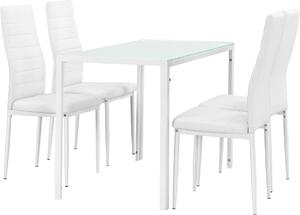 [Tavolo da pranzo moderno bianco + set di 4 sedie bianche