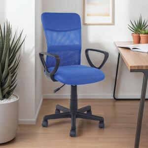 Sedia girevole da ufficio JOGO regolabile in altezza, blu - sedia da scrivania ergonomica con braccioli, sedia girevole con rivestimento in tessuto a rete traspirante, sedia per l'ufficio e l'home office