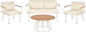 BELIANI Divano da giardino 4 posti bianco e beige in metallo acciaio 4 posti con cuscini moderno outdoor