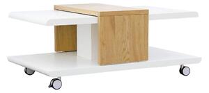 Inter Link tavolino Joliet con rotelle piano scorrevole bianco, riproduzione rovere selvatico