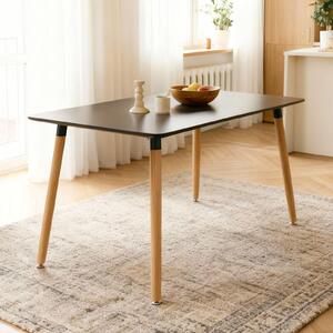 Tavolo da pranzo SHANNON, 120 x 70 cm, nero - tavolo rettangolare per sala da pranzo in MDF laccato, ideale per cucina e zona pranzo, di ispirazione scandinava con gambe in legno di faggio