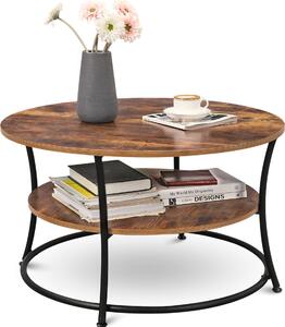 Holz4home® Tavolino Lillie I Tavolino da salotto rotondo Ø80 cm I Tavolino da appoggio I Stile industriale marrone I Tavolino vintage Tavolino da tè Tavolino da divano vintage I Tavolino