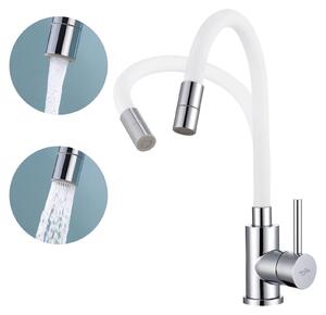 Rubinetti da cucina flessibili con 2 getti, colore bianco