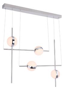 Globo Lighting lampada a sospensione in metallo nichel opaco, acrilico opale, anello cromato, LxLxA: 830x160x1200mm, incl. LED 32W 230V, sorgente 3200lm, potenza 2200lm, 3000K
